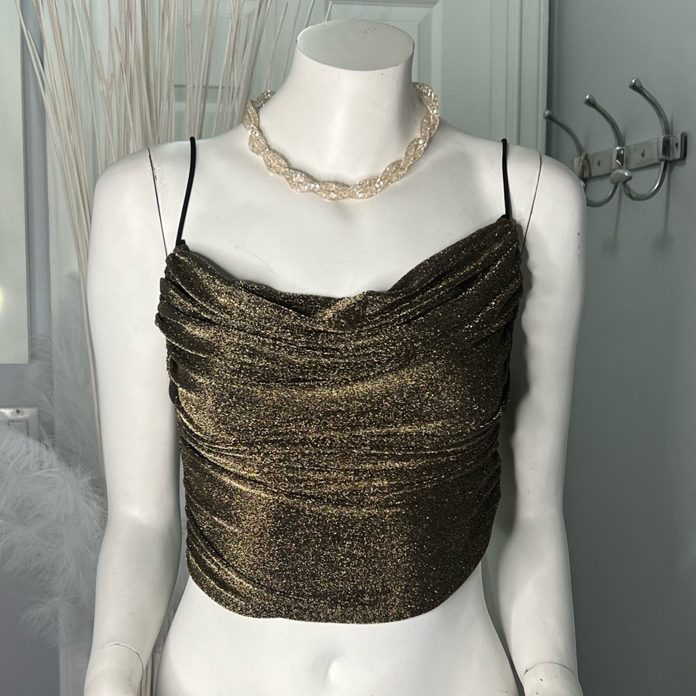 Gold Glitter Crop Top